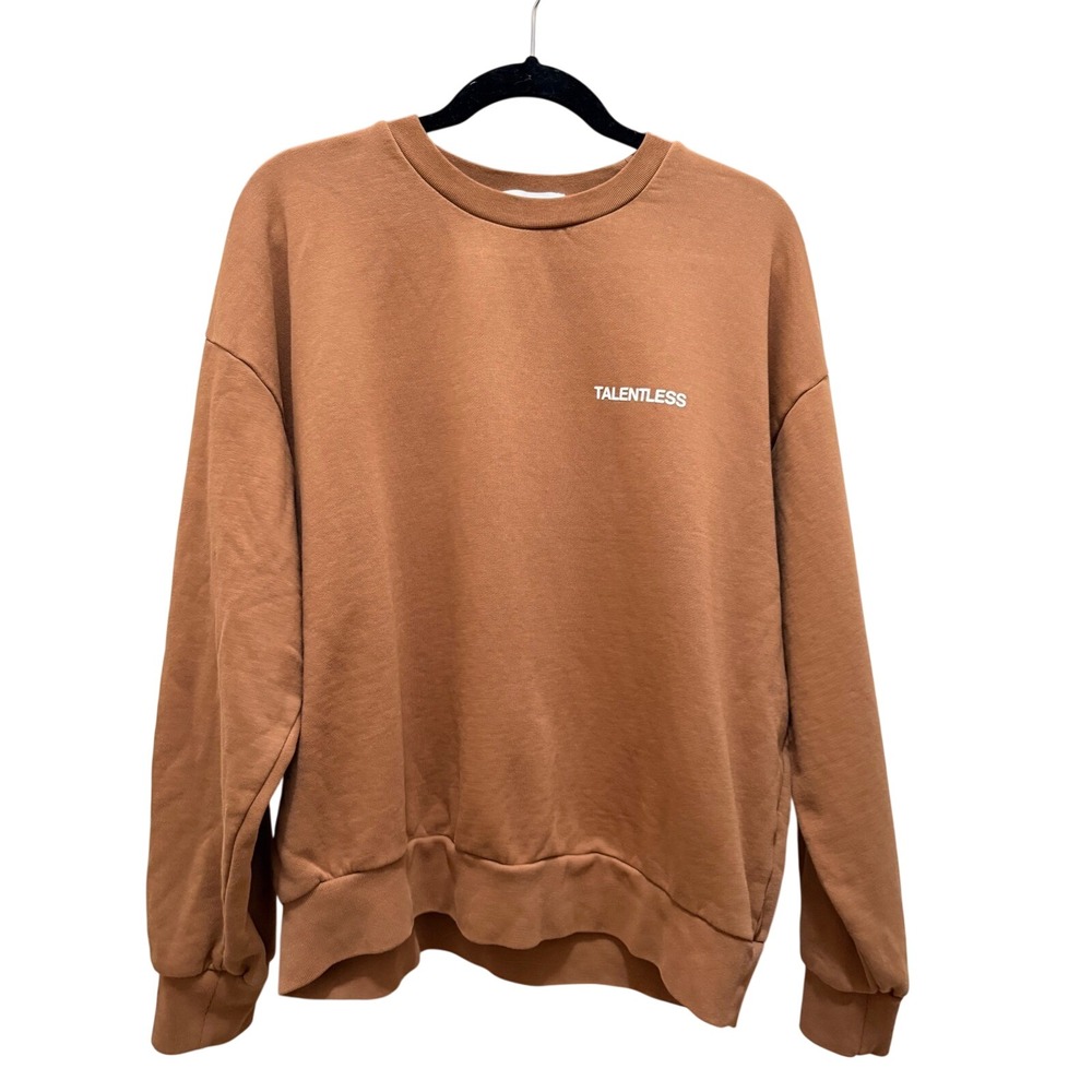 TALENTLESS Crewneck Sweatshirt Brown‎ Cotton Long Sleeve Relaxed Fit Size M